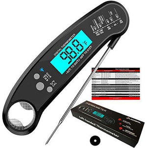 Meat Thermometer, LT Waterproof Digital Meat Thermometer, Best Waterproof Cooking Thermometer, with Backlight Calibration, Ultra Fast Probe, for Kitchen, BBQ, Grill Food, Auto On-Off (Black)