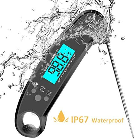 Image of Meat Thermometer, LT Waterproof Digital Meat Thermometer, Best Waterproof Cooking Thermometer, with Backlight Calibration, Ultra Fast Probe, for Kitchen, BBQ, Grill Food, Auto On-Off (Black)