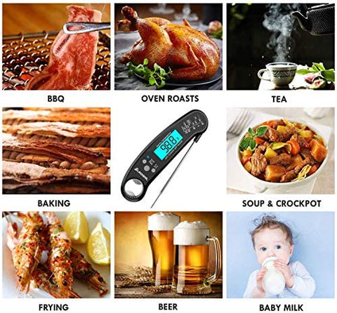 Image of Meat Thermometer, LT Waterproof Digital Meat Thermometer, Best Waterproof Cooking Thermometer, with Backlight Calibration, Ultra Fast Probe, for Kitchen, BBQ, Grill Food, Auto On-Off (Black)