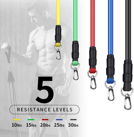 Image of Resistance Bands Set, LT Exercise Bands with Door Anchor, Handles, Waterproof Carry Bag, Legs Ankle Straps for Resistance Training, Physical Therapy, Home Workouts -11pcs