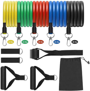 Resistance Bands Set, LT Exercise Bands with Door Anchor, Handles, Waterproof Carry Bag, Legs Ankle Straps for Resistance Training, Physical Therapy, Home Workouts -11pcs